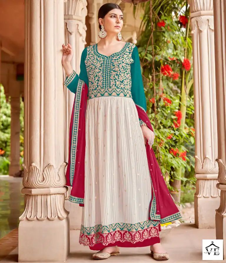 Sara Trendz Minakari Faux Georgatte Wholesale Readymade Suits Catalog — Wholesale Salwar Suits, MPA wholesale from Surat — view 1