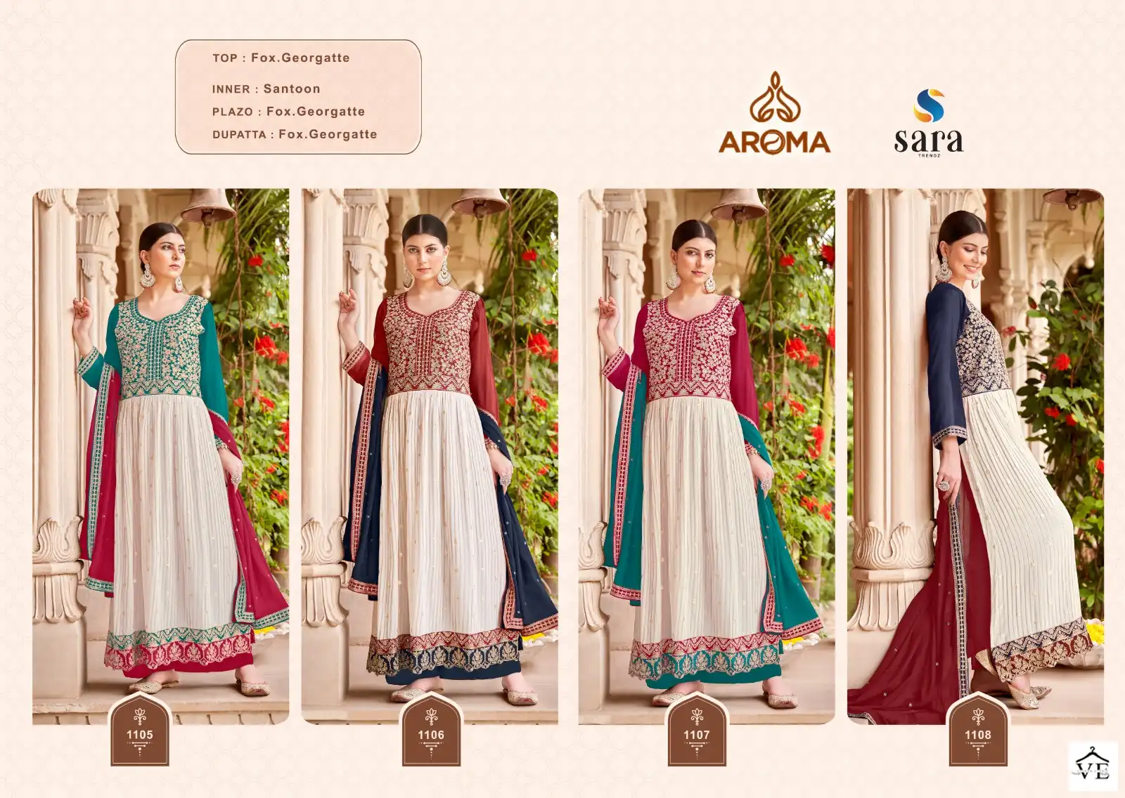 Sara Trendz Minakari Faux Georgatte Wholesale Readymade Suits Catalog — Wholesale Salwar Suits, MPA wholesale from Surat — view 5