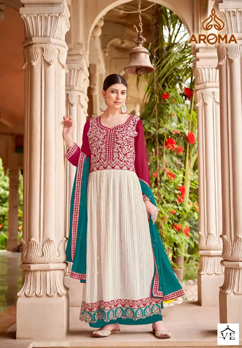 Sara Trendz Minakari Faux Georgatte Wholesale Readymade Suits Catalog — Wholesale Salwar Suits, MPA wholesale from Surat - Gallery Image 3