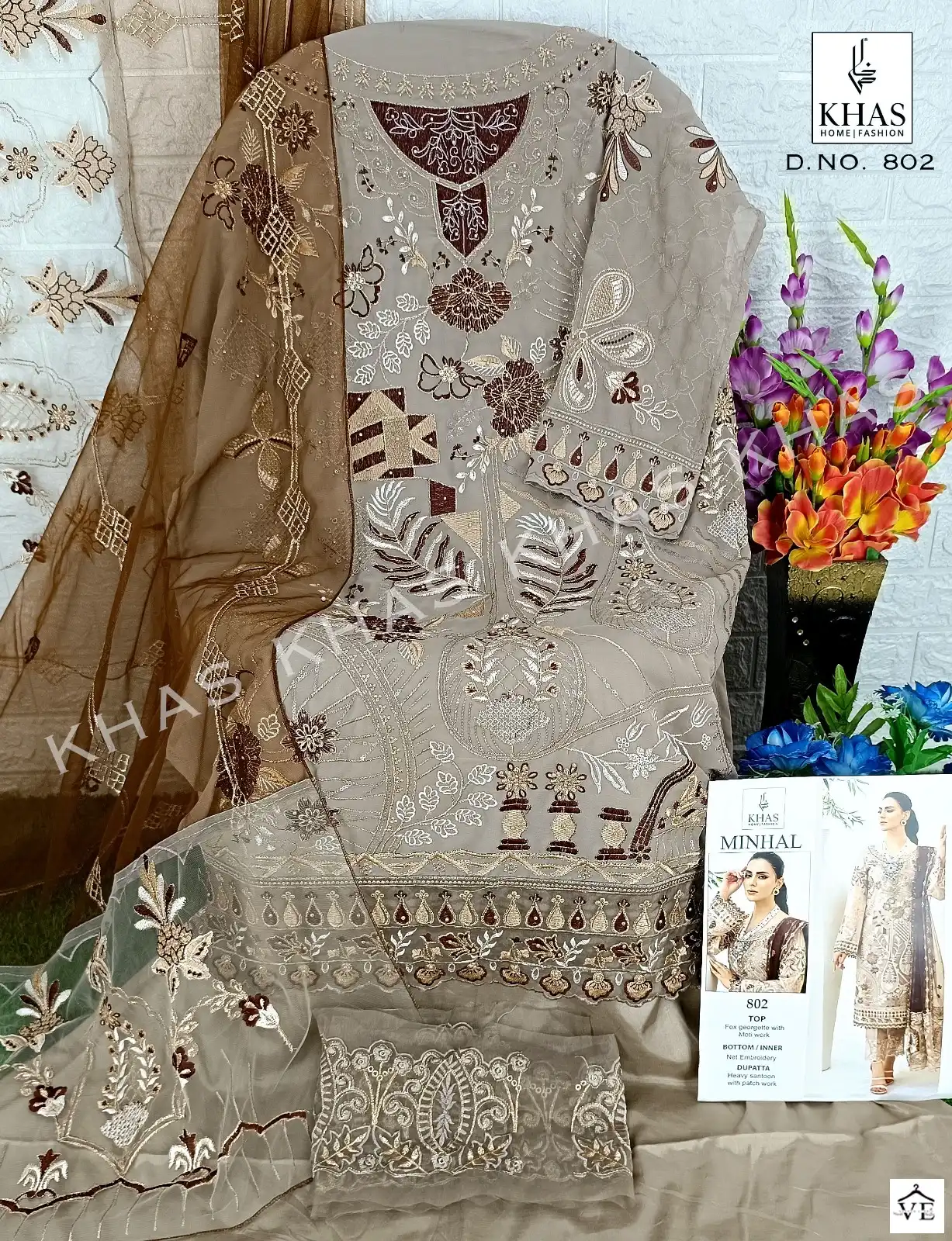 Khas Minhal-802 Georgette Wholesale Pakistani Suit — Wholesale Salwar Suits, Khas wholesale from Surat — view 2