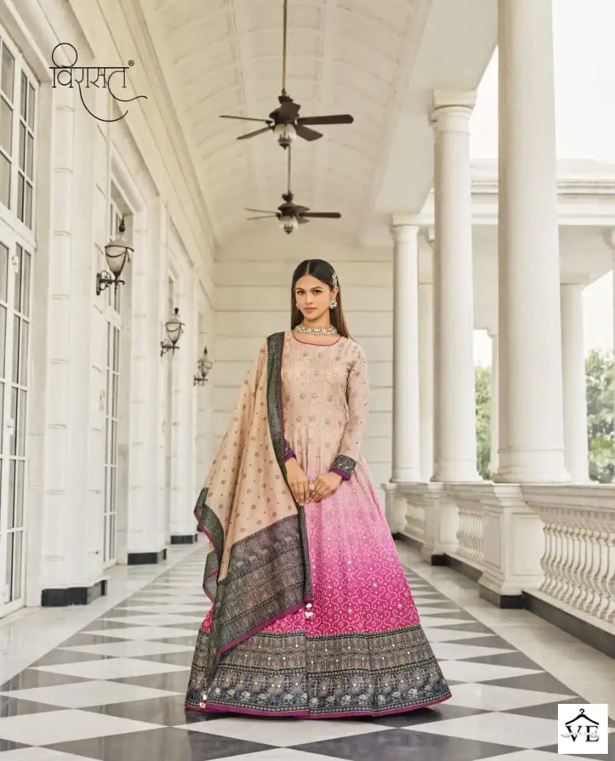 Virasat Morepinch Dola Silk Wholesale Gown With Dupatta Catalog — Wholesale Salwar Suits, MPA wholesale from Surat - Gallery Image 4