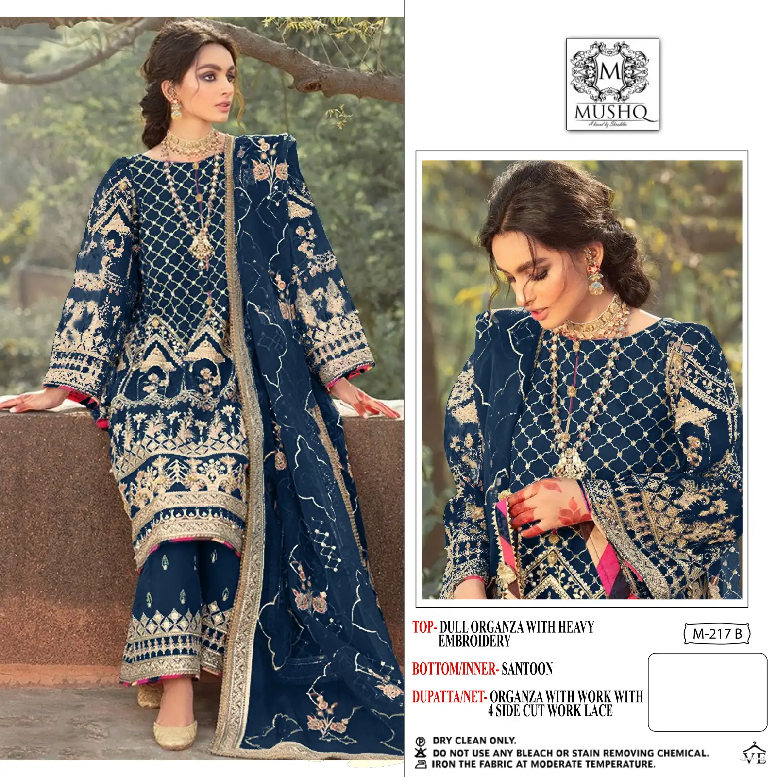 Mushq M 217 Organza Wholesale Designer Pakistani Salwar Suit Catalog — Wholesale Salwar Suits, MPA wholesale from Surat - Gallery Image 4