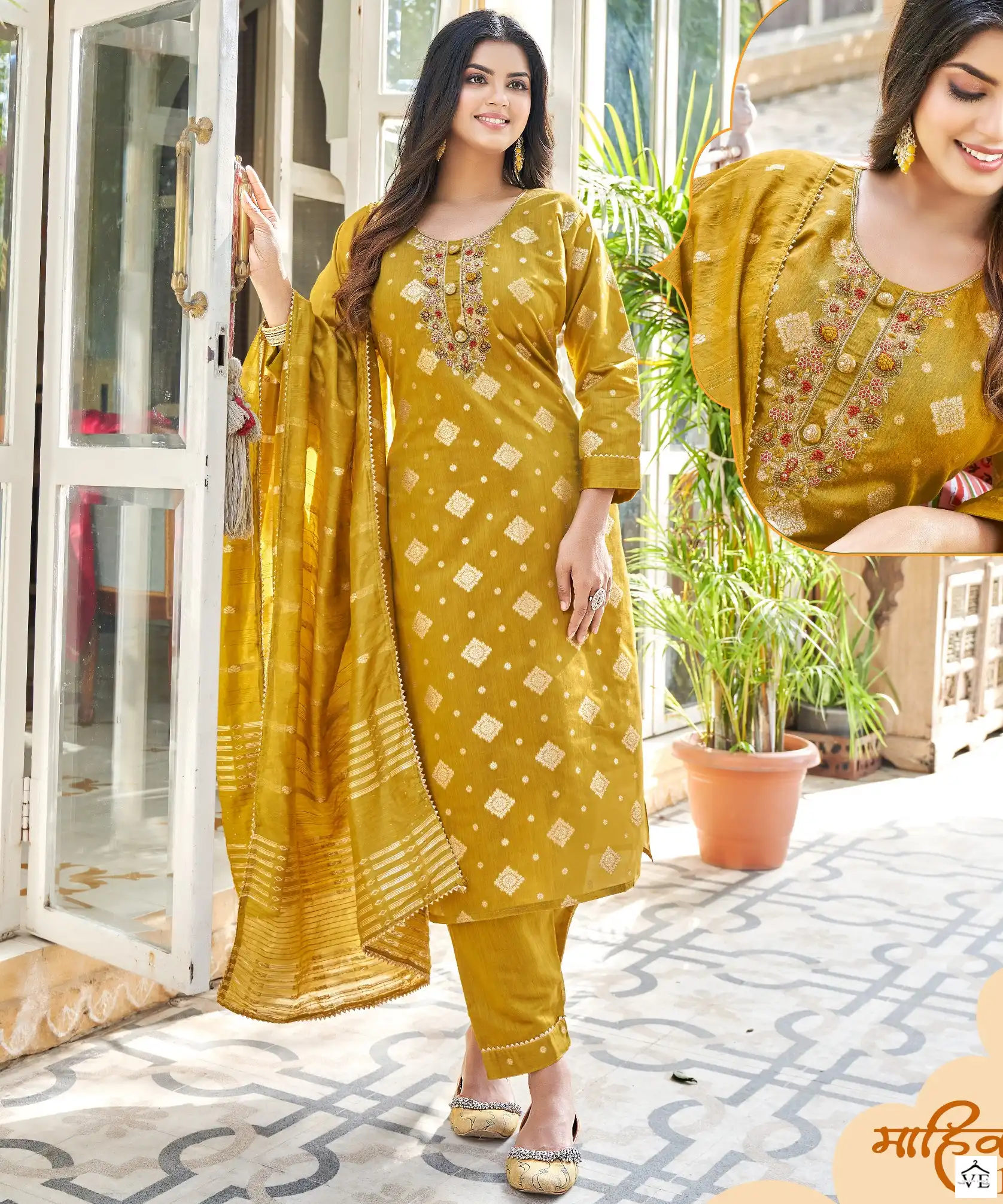 Mayur Mahika Viscous Chanderi Jacquard Silk Wholesale Designer Readymade Salwar Suit Catalog — Wholesale Salwar Suits, Mayur Dress wholesale from Surat — view 1