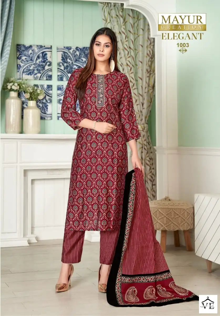 Mayur Elegant Vol 1 Pure Cotton Wholesale Salwar Suit Catalog — Wholesale Salwar Suits, Mayur Dress wholesale from Surat - Gallery Image 5