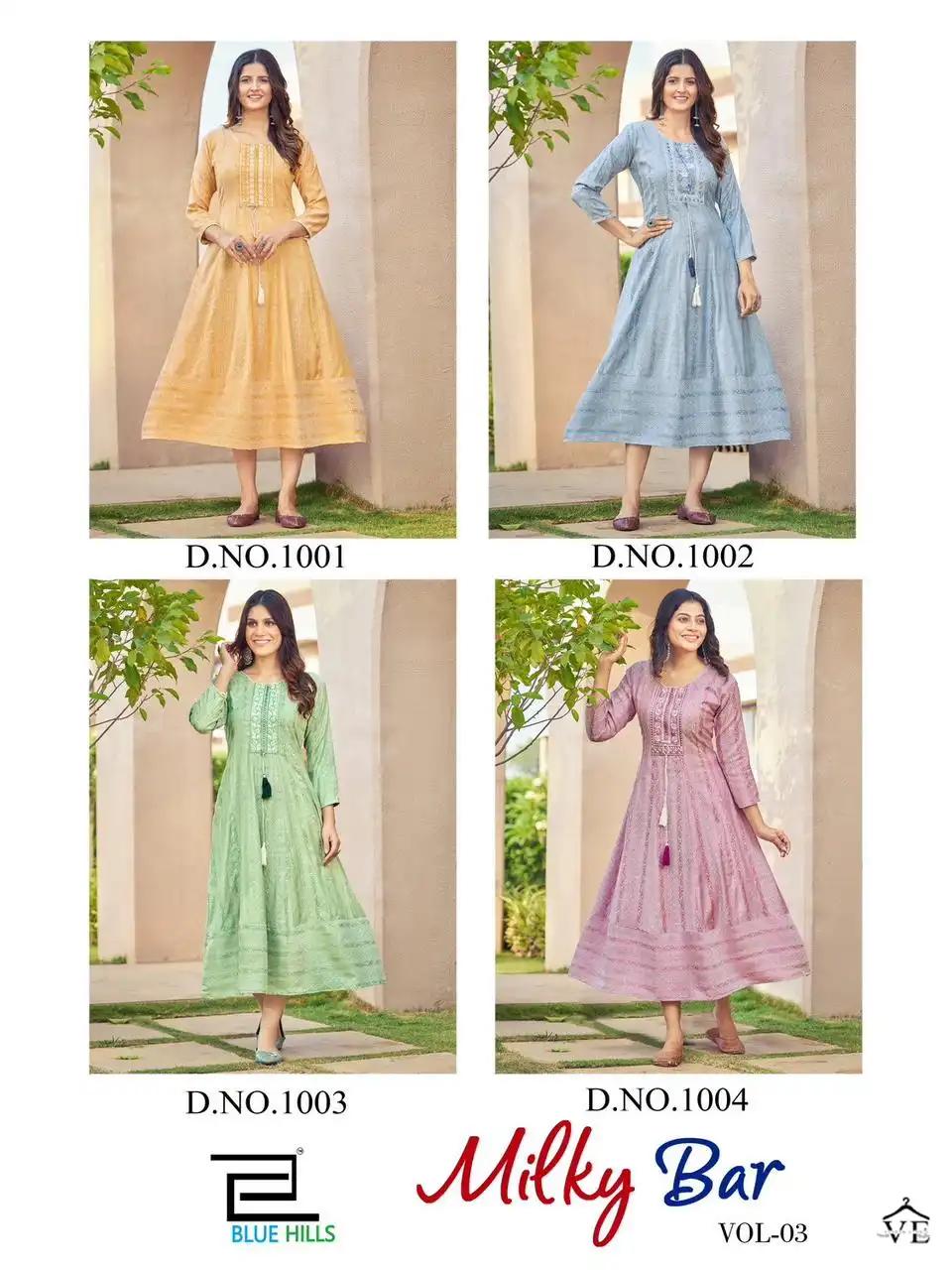 Blue Hills Milky Bar Vol 3 Rayon Jacquard Wholesale Long Anarkali Gown Catalog — Wholesale Kurtis, Blue Hills wholesale from Surat — view 5