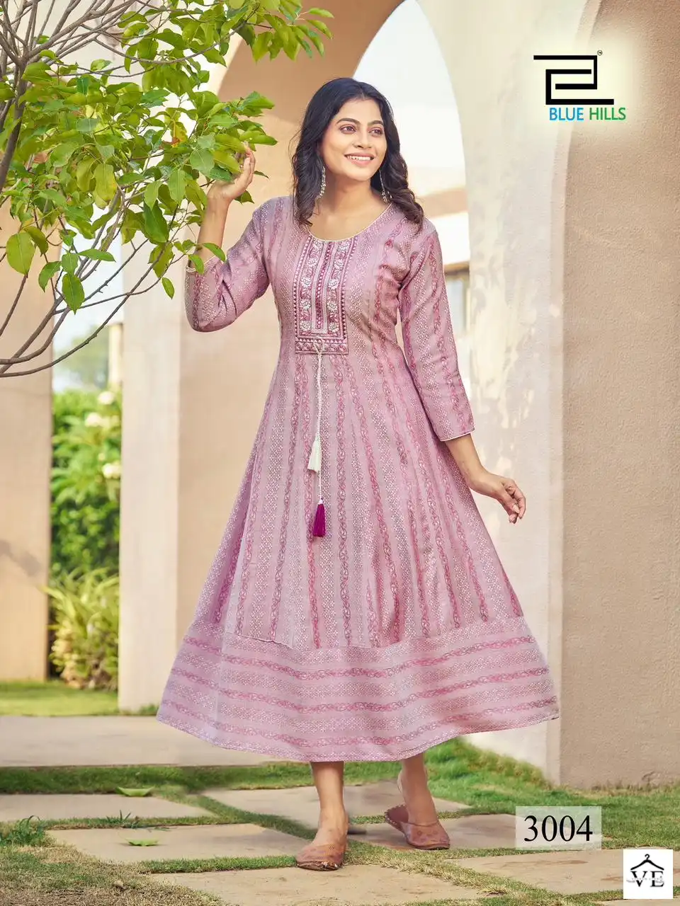 Blue Hills Milky Bar Vol 3 Rayon Jacquard Wholesale Long Anarkali Gown Catalog — Wholesale Kurtis, Blue Hills wholesale from Surat - Gallery Image 2