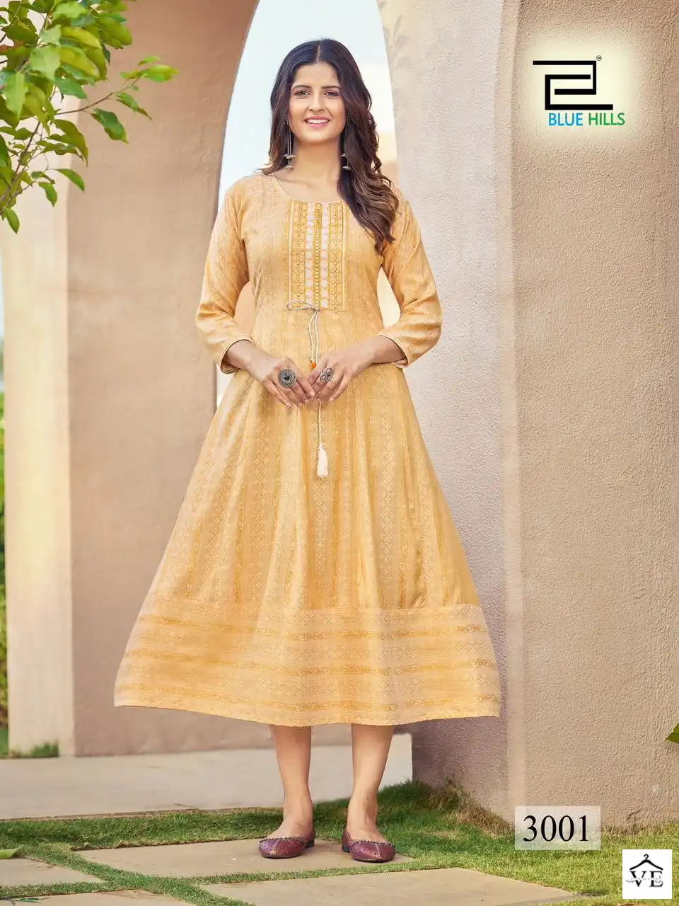 Blue Hills Milky Bar Vol 3 Rayon Jacquard Wholesale Long Anarkali Gown Catalog — Wholesale Kurtis, Blue Hills wholesale from Surat - Gallery Image 3