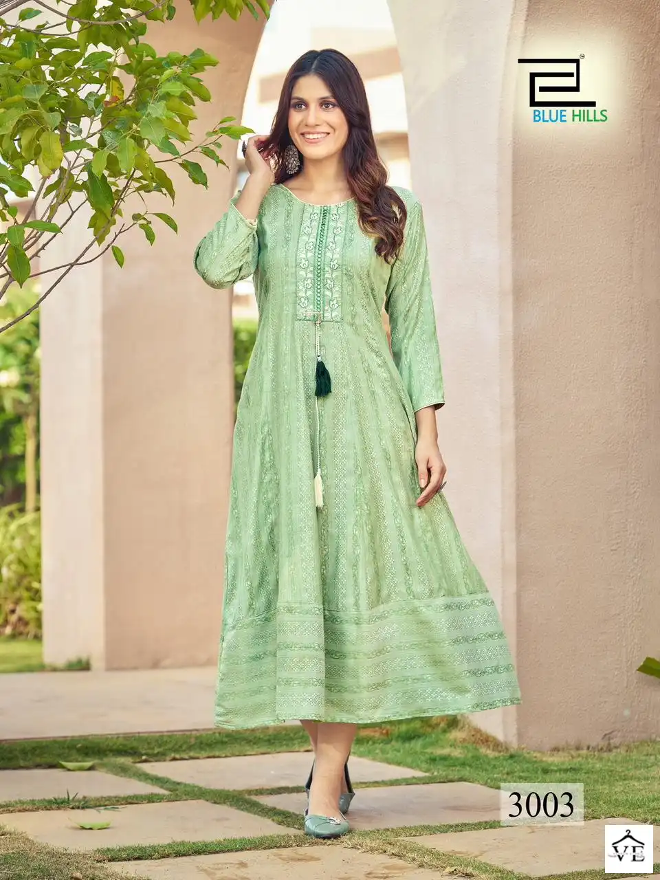 Blue Hills Milky Bar Vol 3 Rayon Jacquard Wholesale Long Anarkali Gown Catalog — Wholesale Kurtis, Blue Hills wholesale from Surat - Gallery Image 4