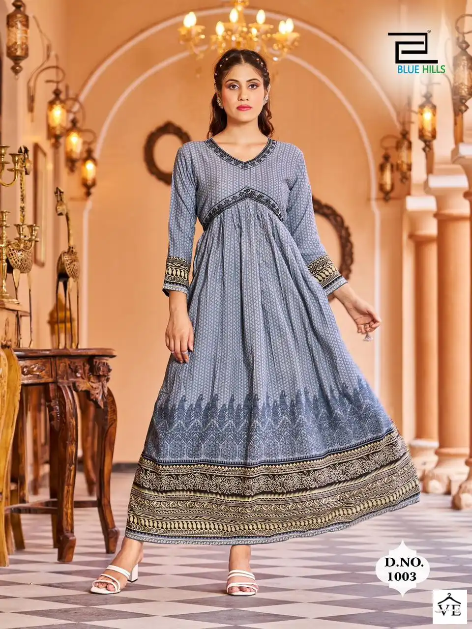 Blue Hills Monaco Rayon 14Kg Wholesale Long Gowns Catalog — Wholesale Kurtis, Blue Hills wholesale from Surat — view 3