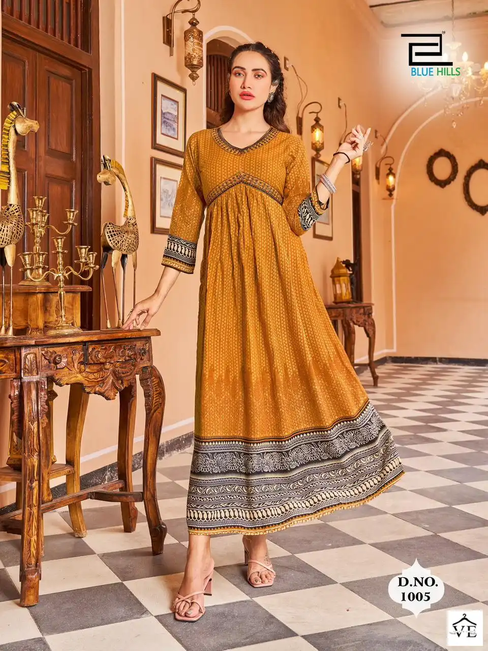 Blue Hills Monaco Rayon 14Kg Wholesale Long Gowns Catalog — Wholesale Kurtis, Blue Hills wholesale from Surat — view 4