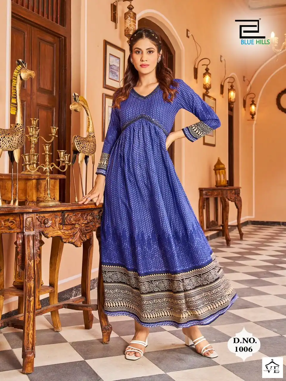 Blue Hills Monaco Rayon 14Kg Wholesale Long Gowns Catalog — Wholesale Kurtis, Blue Hills wholesale from Surat — view 5