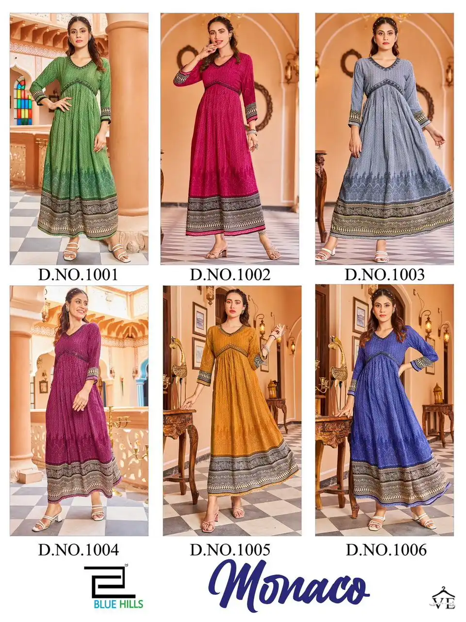 Blue Hills Monaco Rayon 14Kg Wholesale Long Gowns Catalog — Wholesale Kurtis, Blue Hills wholesale from Surat — view 6