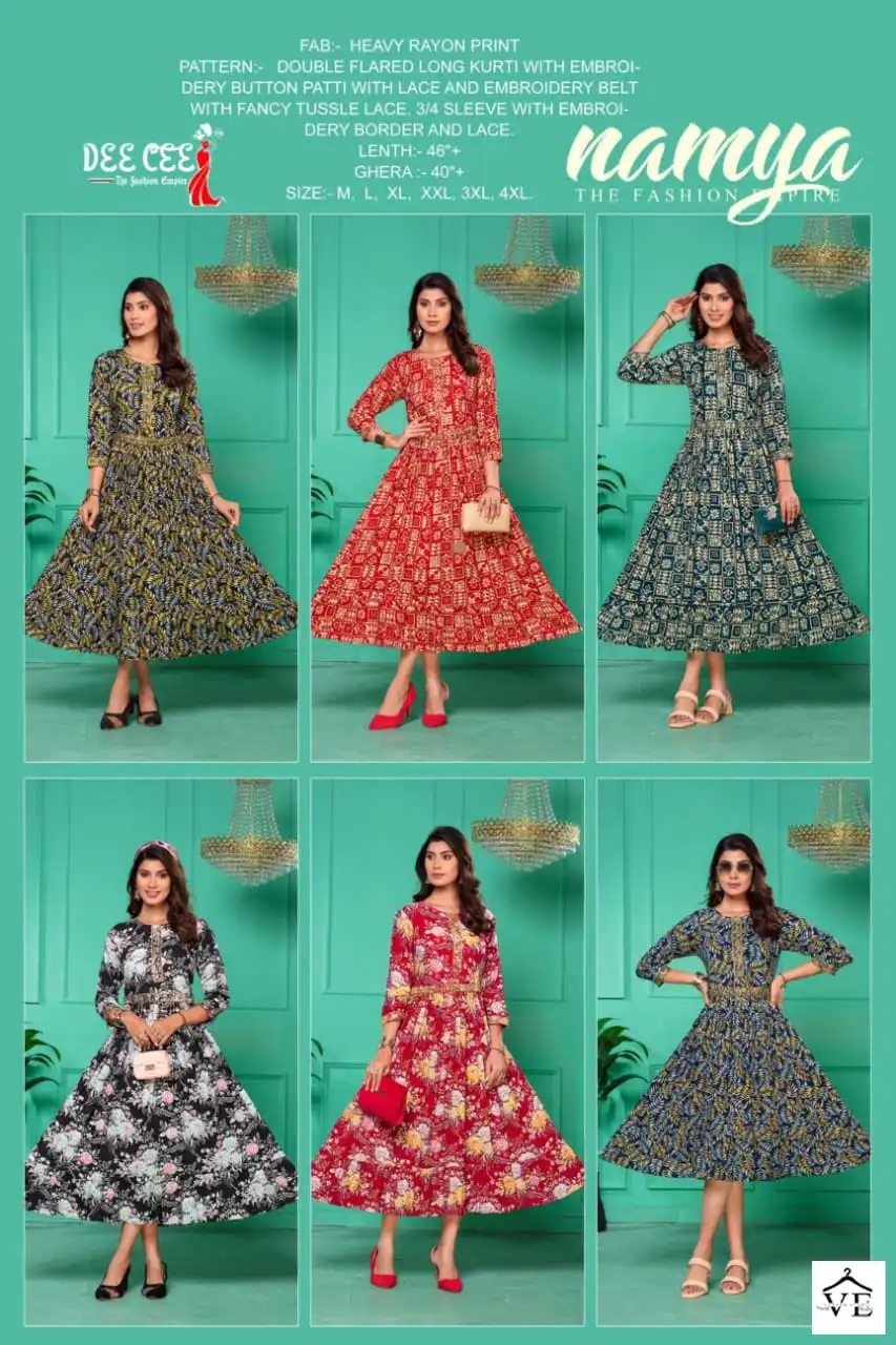 Deecee Namya Heavy Rayon Wholesale Long Kurtis Catalog — Wholesale Kurtis, MPA wholesale from Surat — view 7