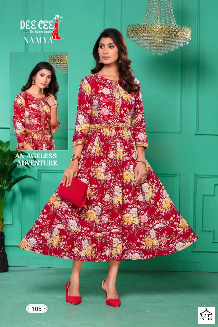 Deecee Namya Heavy Rayon Wholesale Long Kurtis Catalog — Wholesale Kurtis, MPA wholesale from Surat - Gallery Image 3
