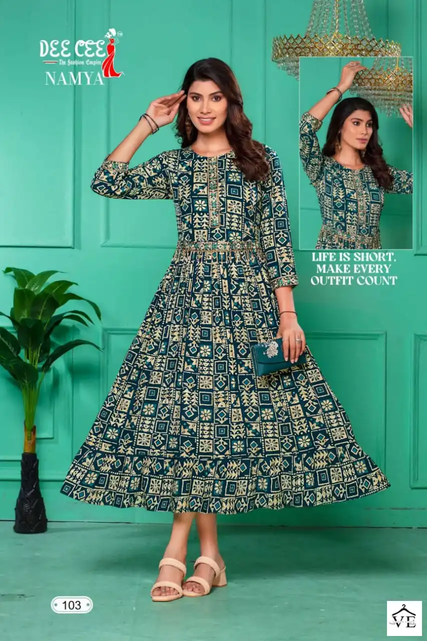 Deecee Namya Heavy Rayon Wholesale Long Kurtis Catalog — Wholesale Kurtis, MPA wholesale from Surat - Gallery Image 4