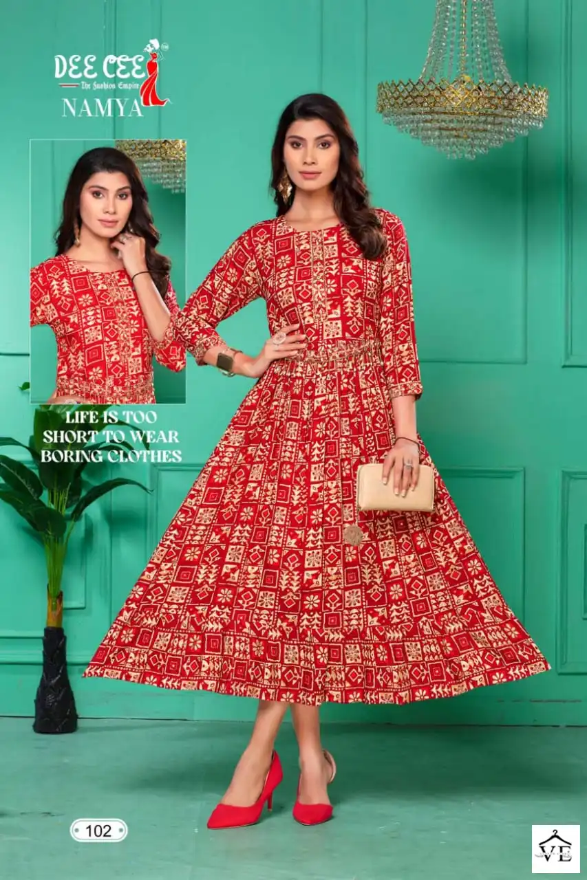 Deecee Namya Heavy Rayon Wholesale Long Kurtis Catalog — Wholesale Kurtis, MPA wholesale from Surat - Gallery Image 5