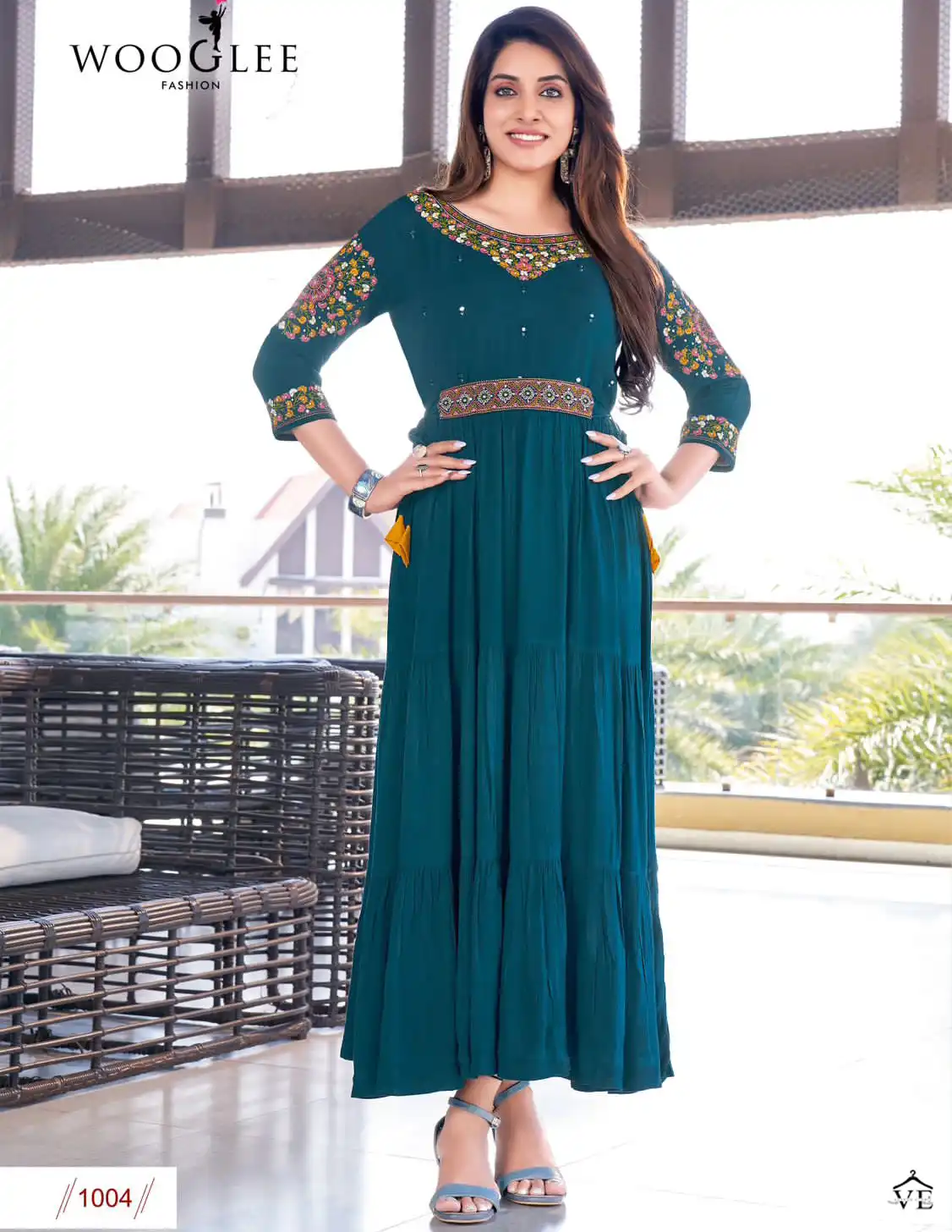 Wooglee Nirja Rayon Wrinkle Wholesale Designer Long Kurtis Catalog — Wholesale Kurtis, MPA wholesale from Surat — view 1