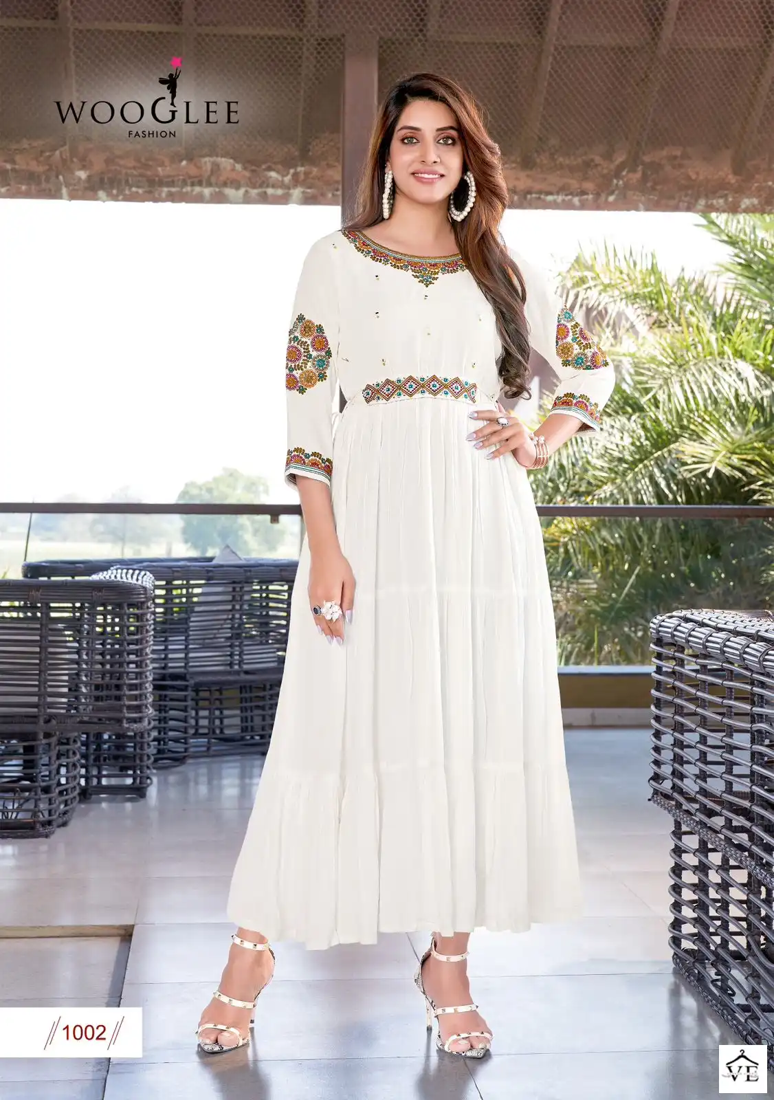 Wooglee Nirja Rayon Wrinkle Wholesale Designer Long Kurtis Catalog — Wholesale Kurtis, MPA wholesale from Surat - Gallery Image 3