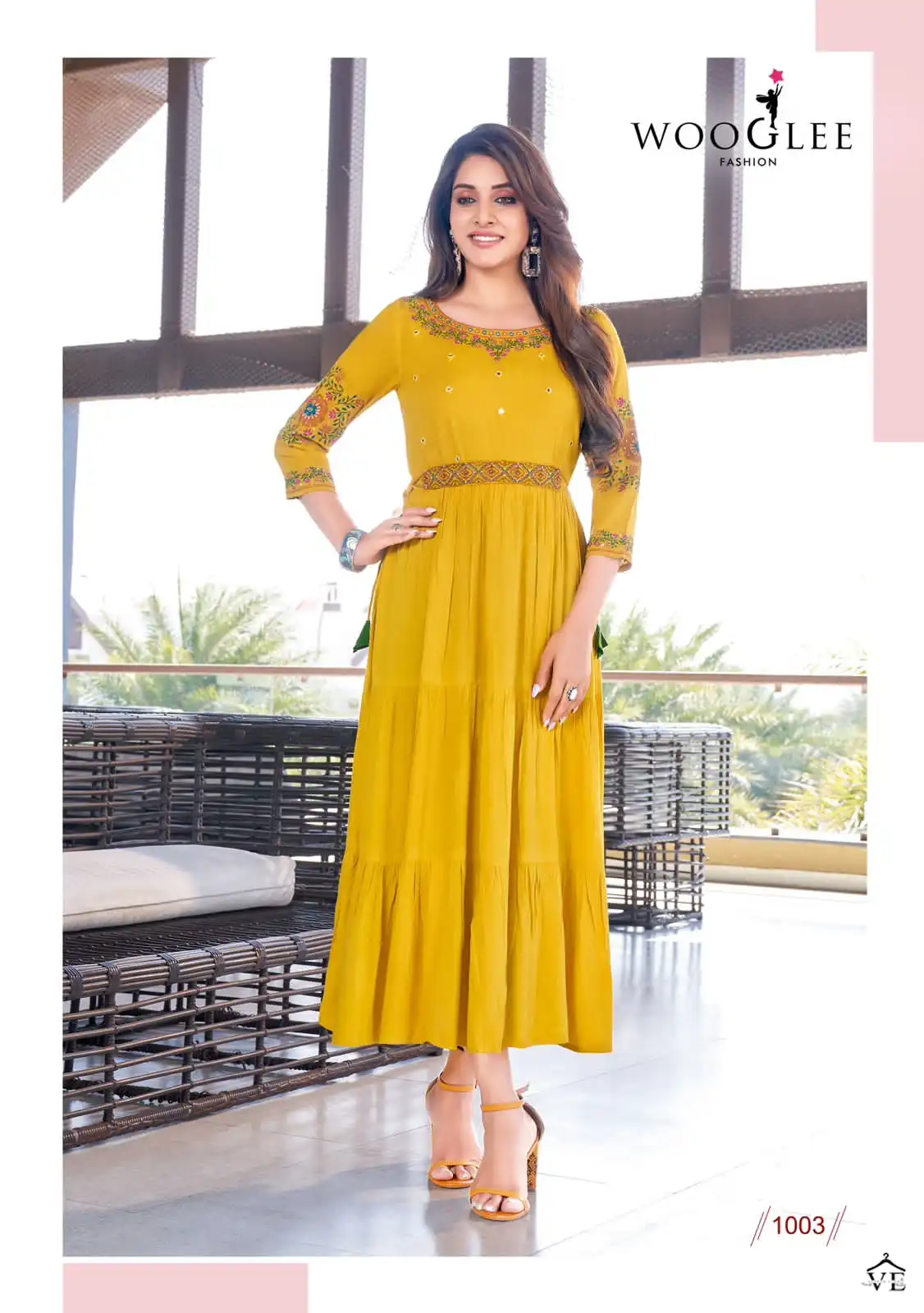 Wooglee Nirja Rayon Wrinkle Wholesale Designer Long Kurtis Catalog — Wholesale Kurtis, MPA wholesale from Surat - Gallery Image 4