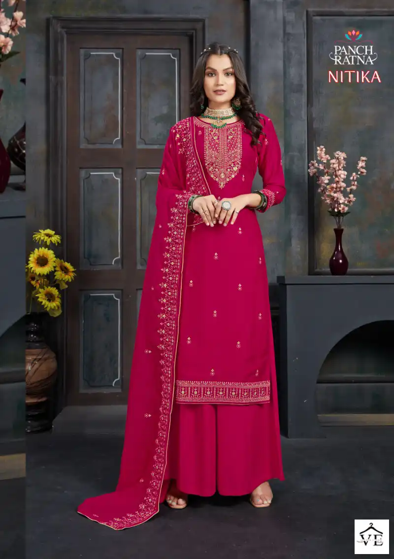Panch Ratna Nitika Pettern Silk Wholesale Designer Salwar Suit Catalog — Wholesale Salwar Suits, MPA wholesale from Surat - Gallery Image 2
