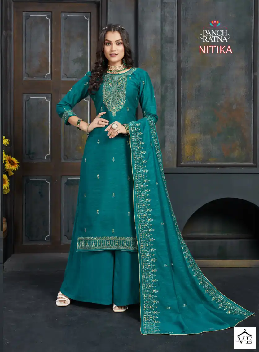 Panch Ratna Nitika Pettern Silk Wholesale Designer Salwar Suit Catalog — Wholesale Salwar Suits, MPA wholesale from Surat - Gallery Image 3