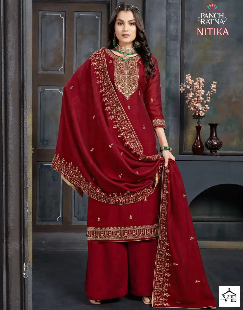 Panch Ratna Nitika Pettern Silk Wholesale Designer Salwar Suit Catalog — Wholesale Salwar Suits, MPA wholesale from Surat — view 1