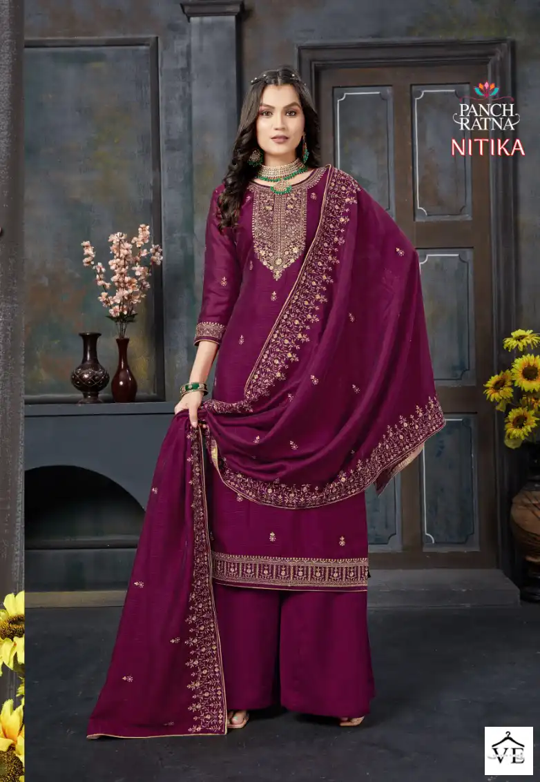 Panch Ratna Nitika Pettern Silk Wholesale Designer Salwar Suit Catalog — Wholesale Salwar Suits, MPA wholesale from Surat - Gallery Image 4