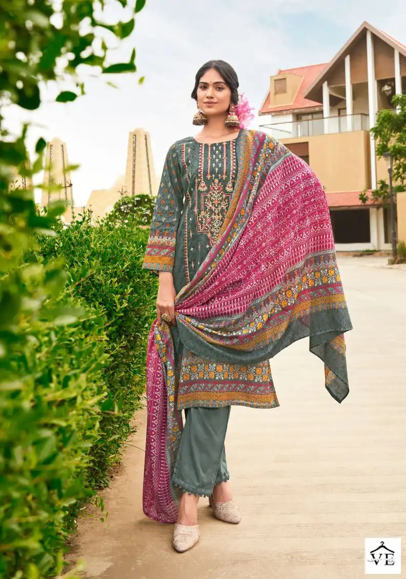 Cosmos Noor Embroidered Vol 2 Lawn Cotton Wholesale Self Embroidery Work Pakistani Salwar Suit Catalog — Wholesale Salwar Suits, MPA wholesale from Surat - Gallery Image 4