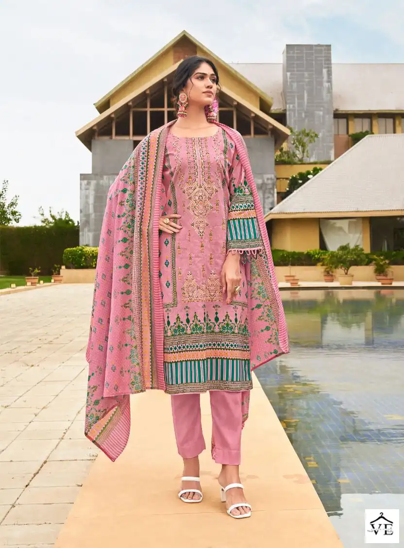 Cosmos Noor Embroidered Vol 2 Lawn Cotton Wholesale Self Embroidery Work Pakistani Salwar Suit Catalog — Wholesale Salwar Suits, MPA wholesale from Surat - Gallery Image 8