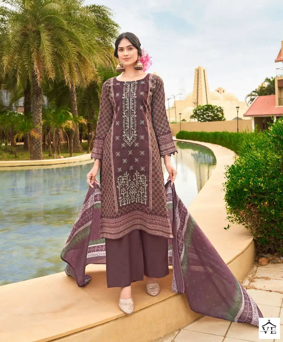 Cosmos Noor Embroidered Vol 2 Lawn Cotton Wholesale Self Embroidery Work Pakistani Salwar Suit Catalog — Wholesale Salwar Suits, MPA wholesale from Surat - Gallery Image 3