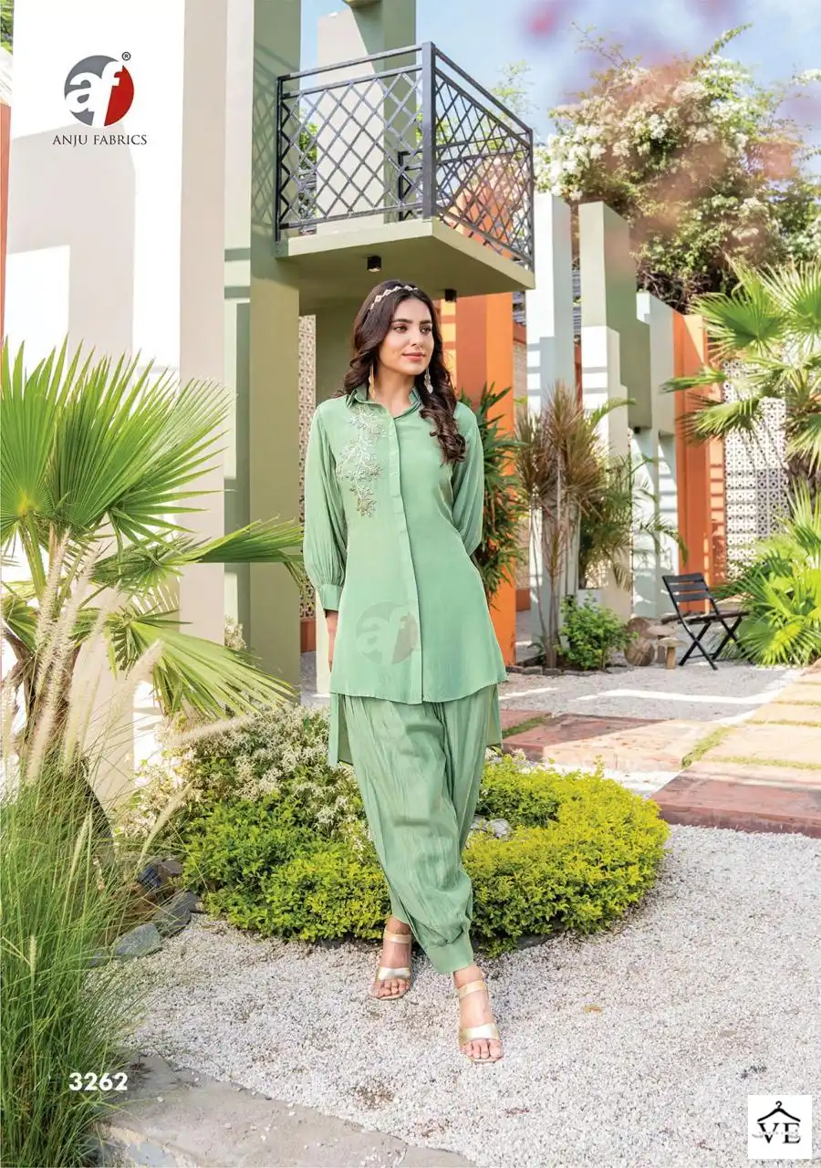 Anju Fabric Natural Pure Natural Crepe Wholesale Designer Kurti With Pant Catalog — Wholesale Kurtis, MPA wholesale from Surat - Gallery Image 4