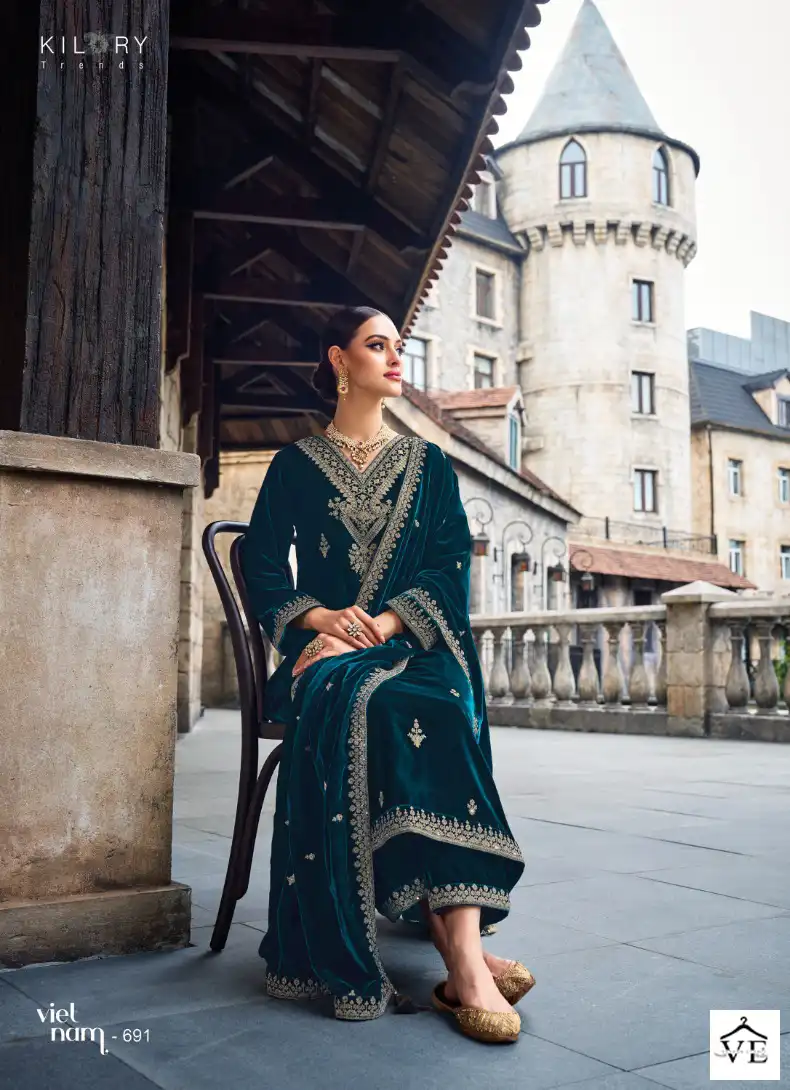 Kilory Trends Noor-E-Ishq Premium Velvet Wholesale Designer Winter Salwar Suit Catalog — Wholesale Salwar Suits, MPA wholesale from Surat - Gallery Image 4