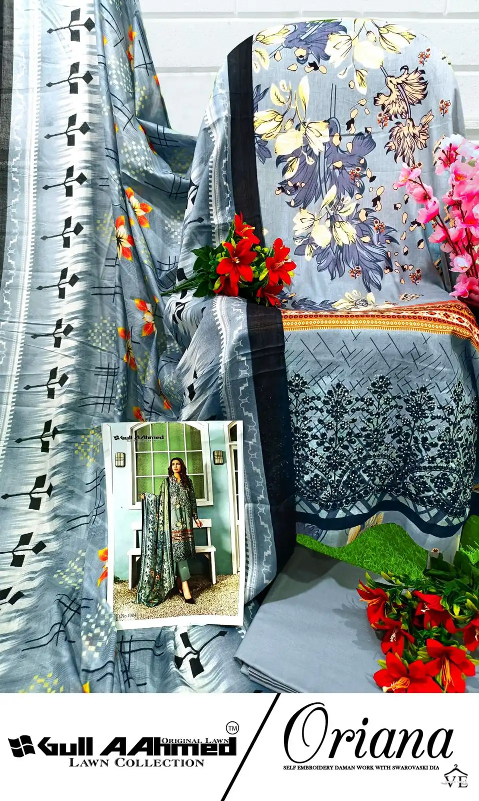 Gull Aahmed Oriana Lawn Cotton Wholesale Self Embroidery Pakistani Salwar Suit Catalog — Wholesale Salwar Suits, MPA wholesale from Surat - Gallery Image 6