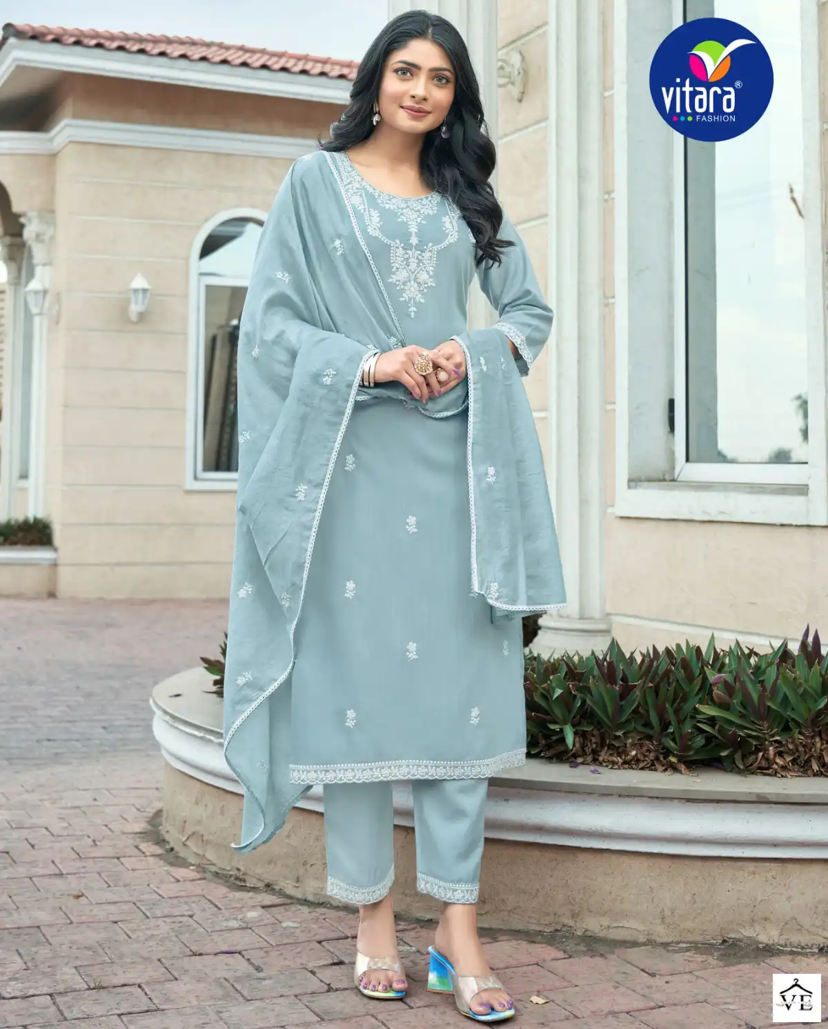 Vitara Fashion Ornet Tesla Slub Cotton Wholesale Readymade Salwar Suit Catalog — Wholesale Salwar Suits, MPA wholesale from Surat — view 1