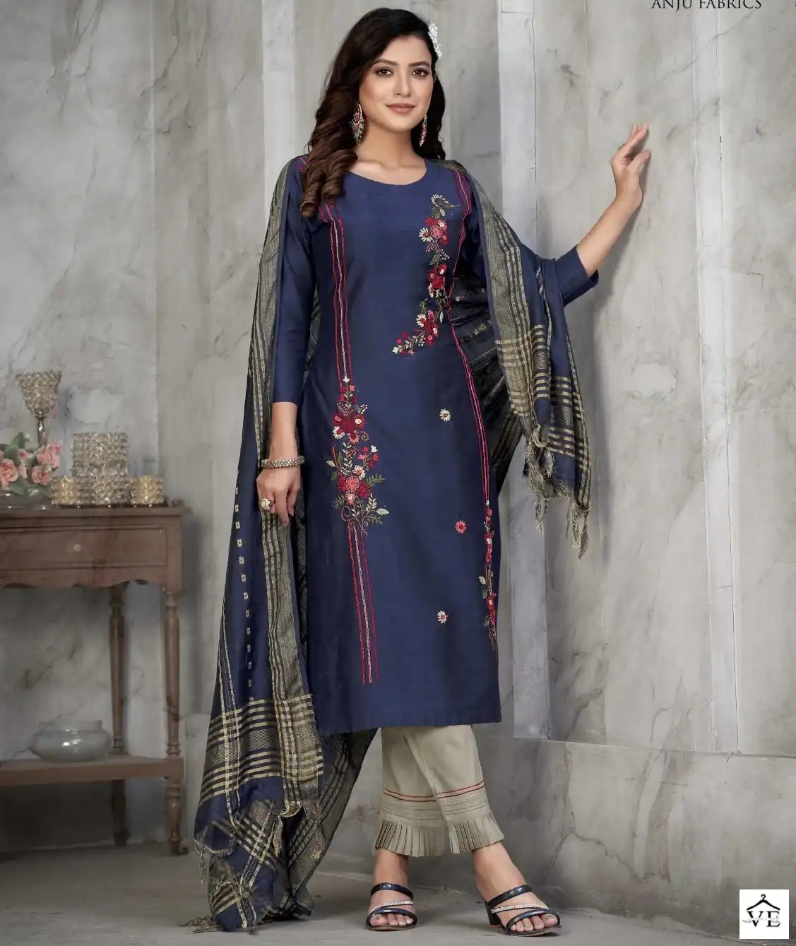 Anju Fabrics Odhani Bangalori Silk Wholesale Designer Readymade Salwar Suit Catalog — Wholesale Salwar Suits, MPA wholesale from Surat — view 1