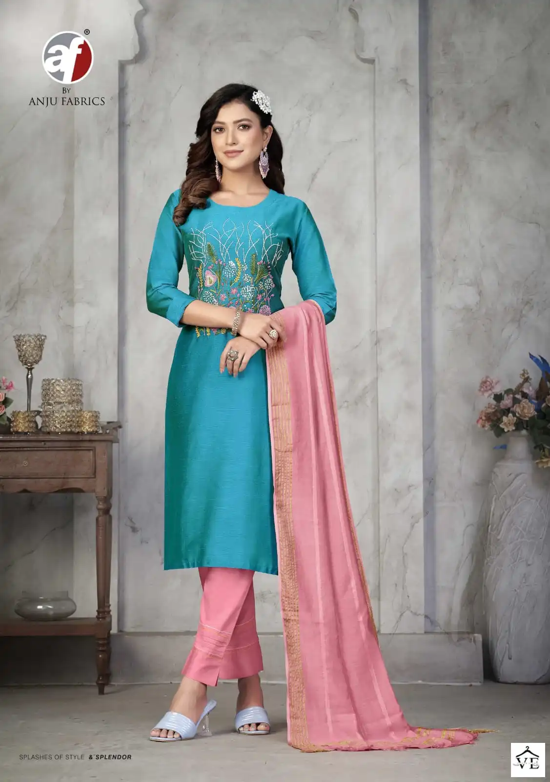 Anju Fabrics Odhani Bangalori Silk Wholesale Designer Readymade Salwar Suit Catalog — Wholesale Salwar Suits, MPA wholesale from Surat - Gallery Image 3