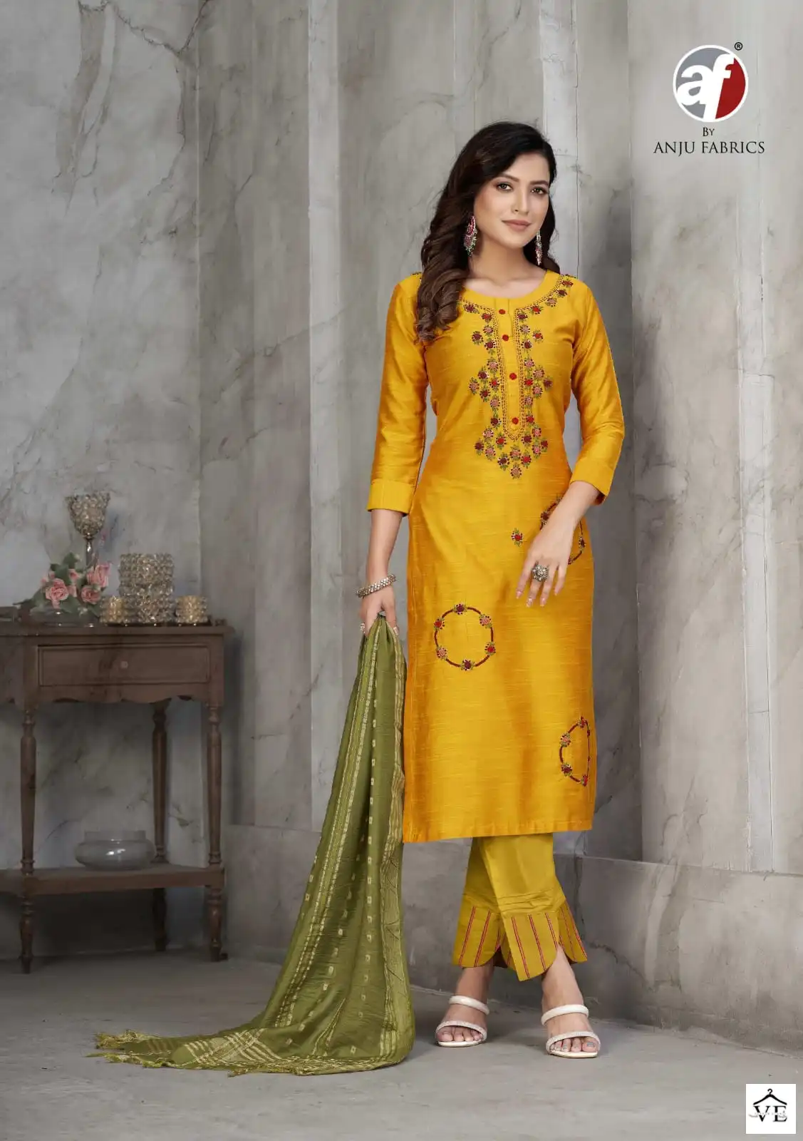 Anju Fabrics Odhani Bangalori Silk Wholesale Designer Readymade Salwar Suit Catalog — Wholesale Salwar Suits, MPA wholesale from Surat - Gallery Image 4