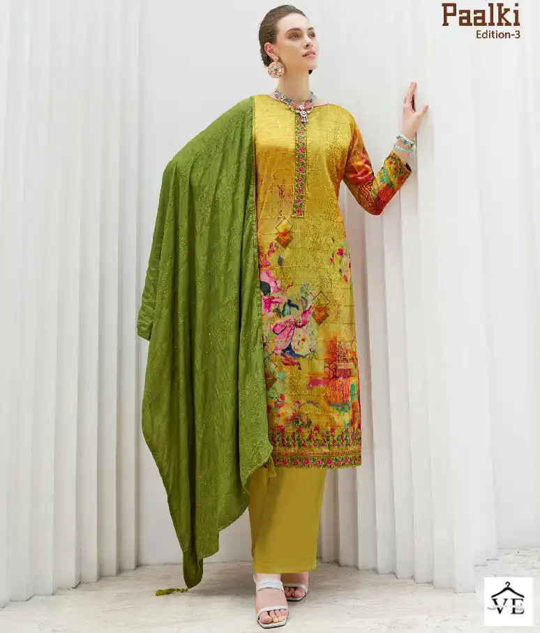 Alok Suits Paalki Edition Vol 3 Jacquard Wholesale Fancy Self Weaving Jacquard Salwar Suit Catalog — Wholesale Salwar Suits, MPA wholesale from Surat — view 1