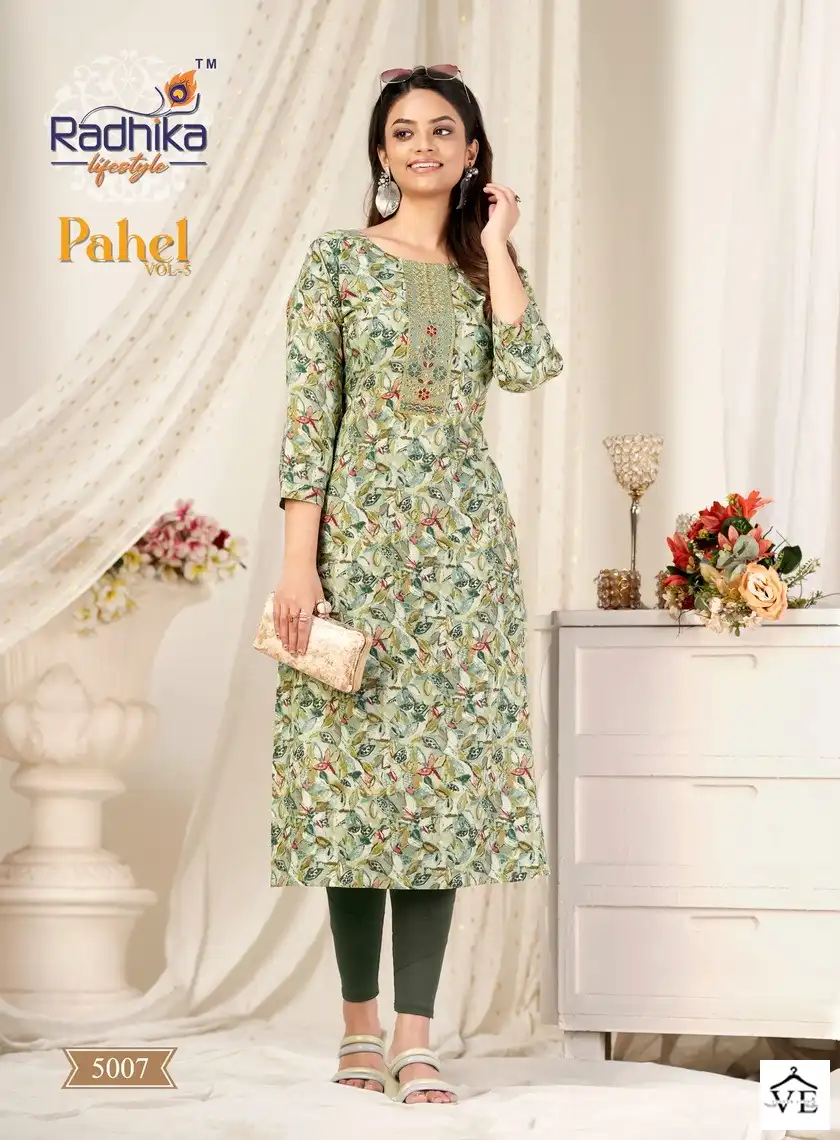 Radhika Lifestyle Pahel Vol 5 Rayon Wholesale Fancy Straight Kurtis Catalog — Wholesale Kurtis, MPA wholesale from Surat - Gallery Image 6