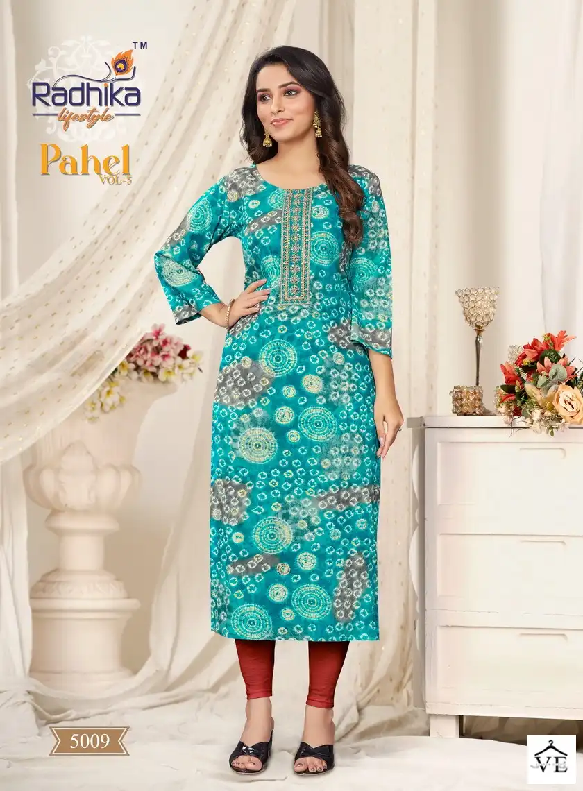 Radhika Lifestyle Pahel Vol 5 Rayon Wholesale Fancy Straight Kurtis Catalog — Wholesale Kurtis, MPA wholesale from Surat - Gallery Image 8