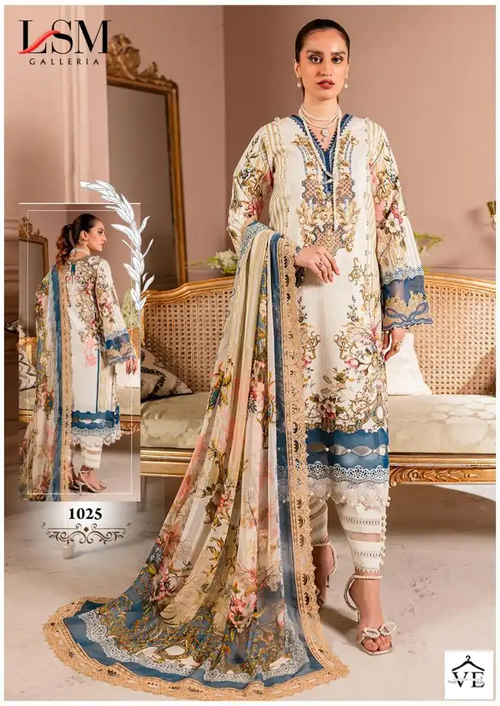 Lsm Galleria Parian Dream Vol 3 Lawn Cotton Wholesale Designer Print Pakistani Salwar Suit Catalog — Wholesale Salwar Suits, Lsm wholesale from Surat - Gallery Image 7