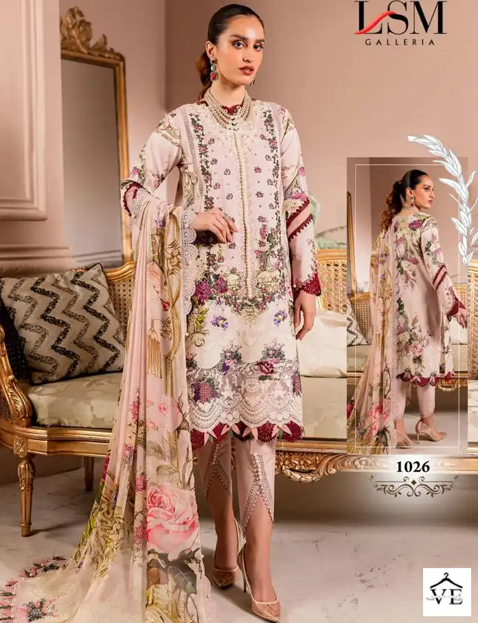 Lsm Galleria Parian Dream Vol 3 Lawn Cotton Wholesale Designer Print Pakistani Salwar Suit Catalog — Wholesale Salwar Suits, Lsm wholesale from Surat — view 1