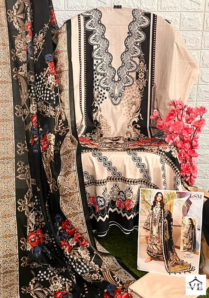 Lsm Galleria Parian Dream Vol 3 Lawn Cotton Wholesale Designer Print Pakistani Salwar Suit Catalog — Wholesale Salwar Suits, Lsm wholesale from Surat - Gallery Image 4