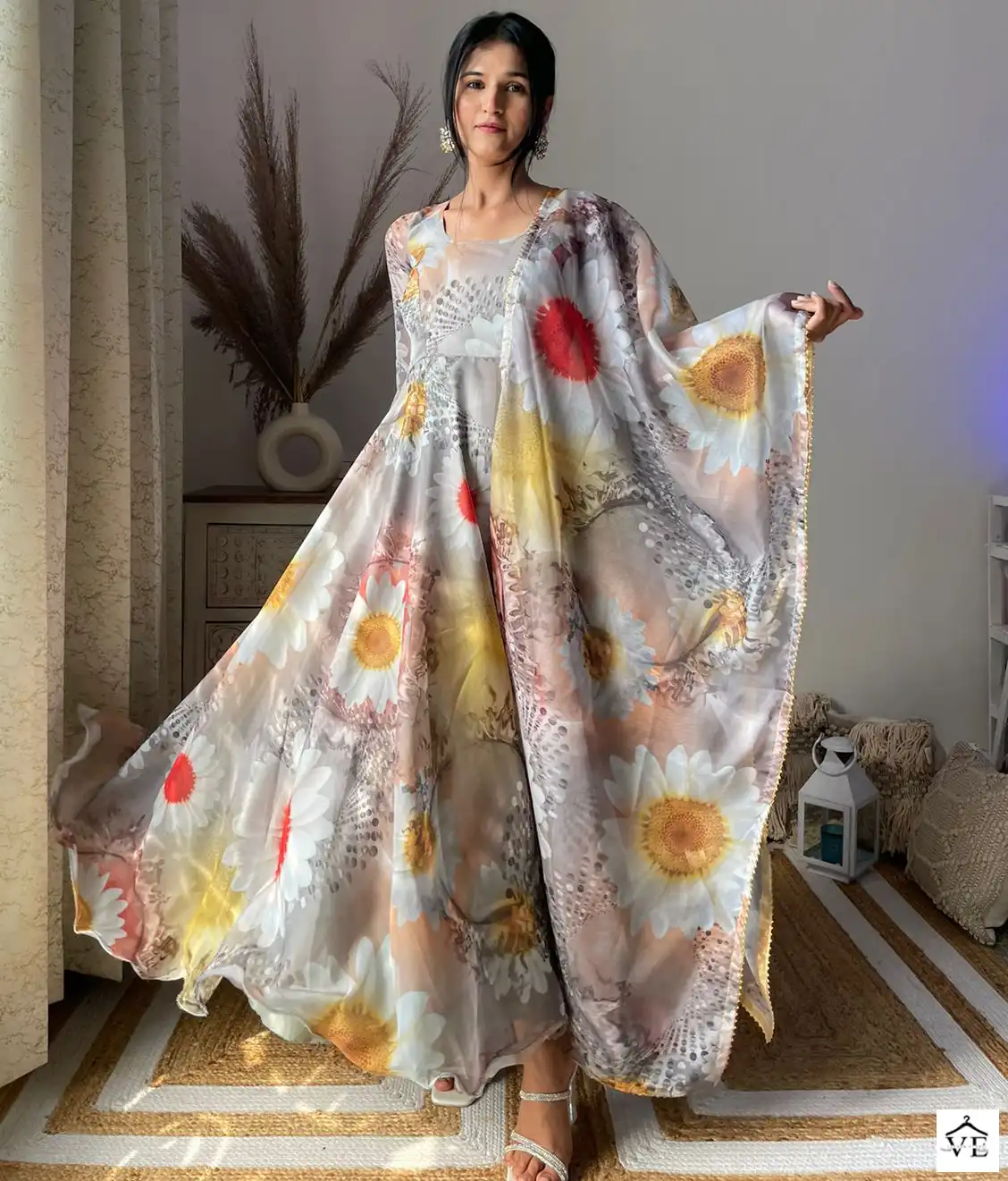 VE Shikha Organza Taby Silk Wholesale Gown With Dupatta — Wholesale Salwar Suits, MPA wholesale from Surat — view 1