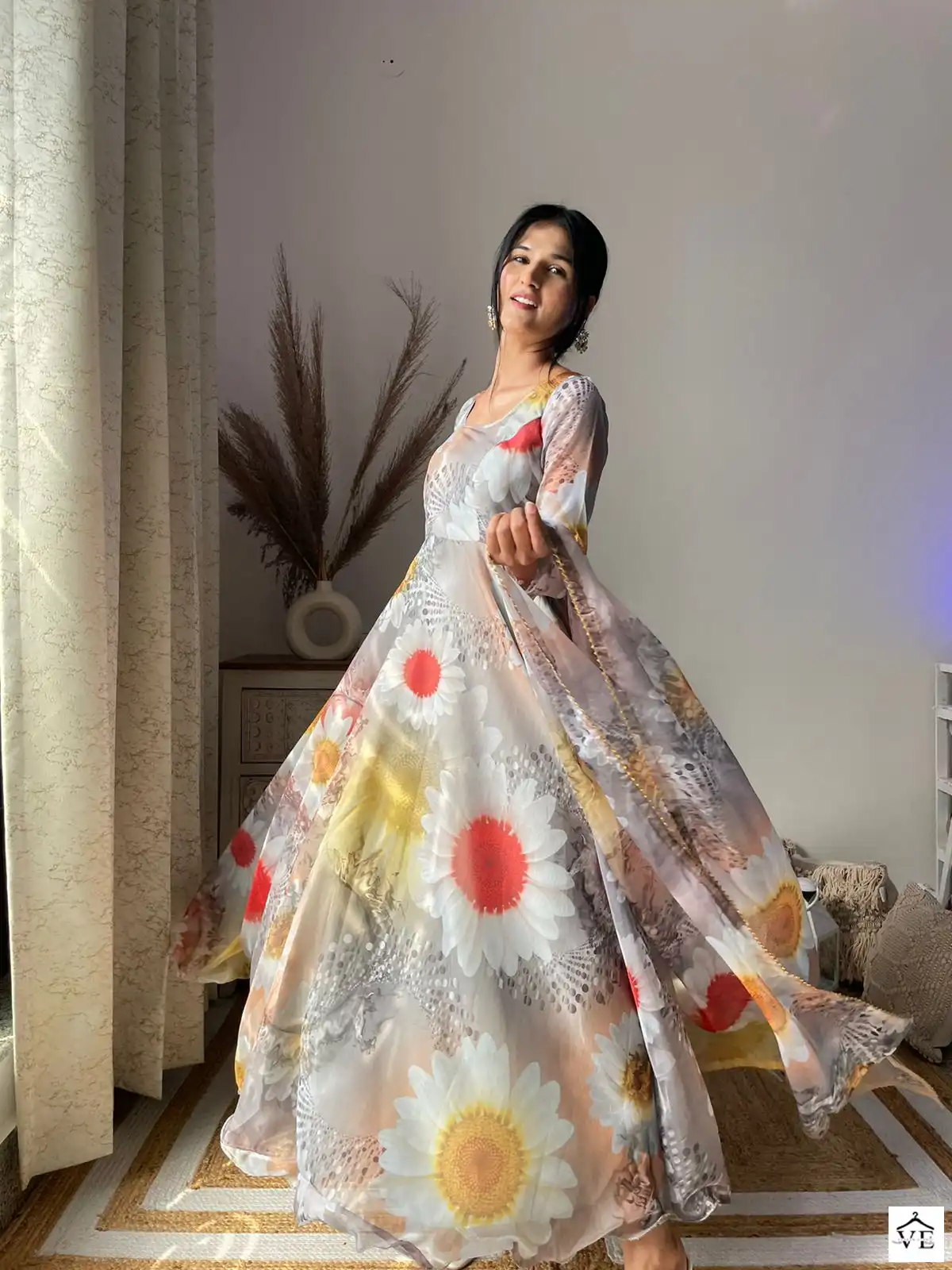 VE Shikha Organza Taby Silk Wholesale Gown With Dupatta — Wholesale Salwar Suits, MPA wholesale from Surat - Gallery Image 2