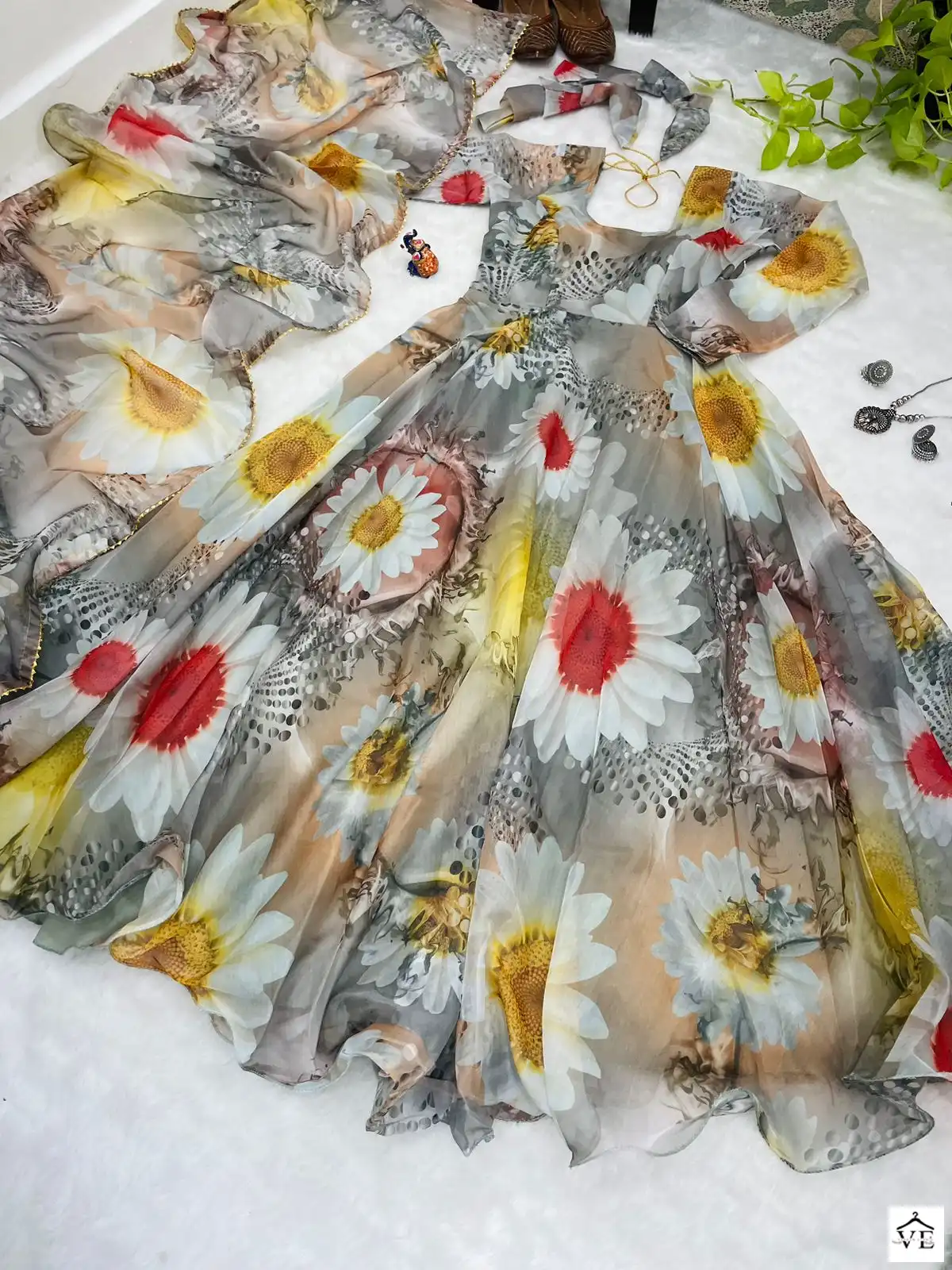 MF Organza Digital Floral Readymade Gown With Dupatta — Wholesale Salwar Suits, MPA wholesale from Surat - Gallery Image 3