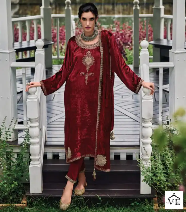 Ibiza Pherans Pure Italian Viscose Velvet Wholesale Designer Winter Salwar Suit Catalog — Wholesale Salwar Suits, MPA wholesale from Surat — view 1