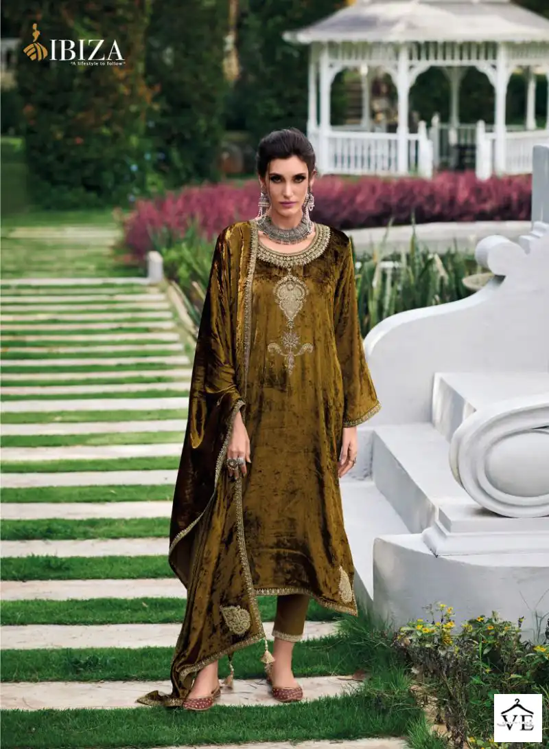Ibiza Pherans Pure Italian Viscose Velvet Wholesale Designer Winter Salwar Suit Catalog — Wholesale Salwar Suits, MPA wholesale from Surat - Gallery Image 2