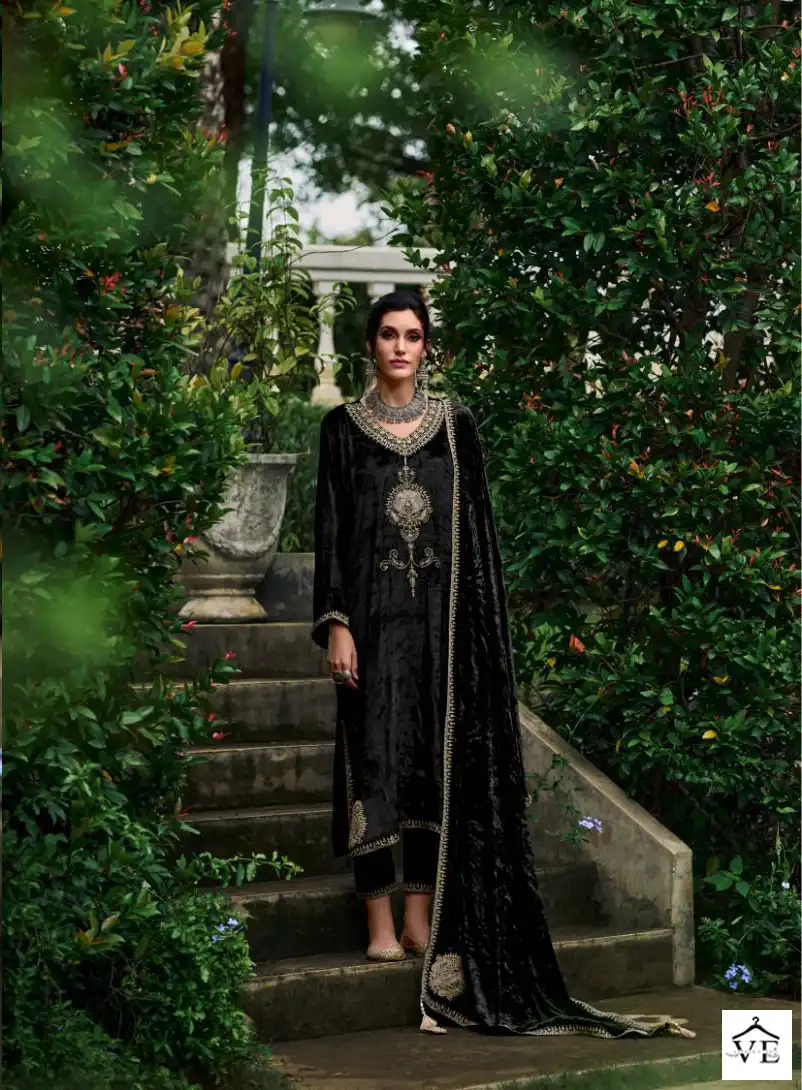 Ibiza Pherans Pure Italian Viscose Velvet Wholesale Designer Winter Salwar Suit Catalog — Wholesale Salwar Suits, MPA wholesale from Surat - Gallery Image 3