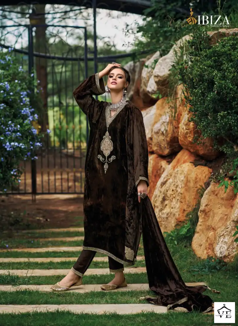 Ibiza Pherans Pure Italian Viscose Velvet Wholesale Designer Winter Salwar Suit Catalog — Wholesale Salwar Suits, MPA wholesale from Surat - Gallery Image 5